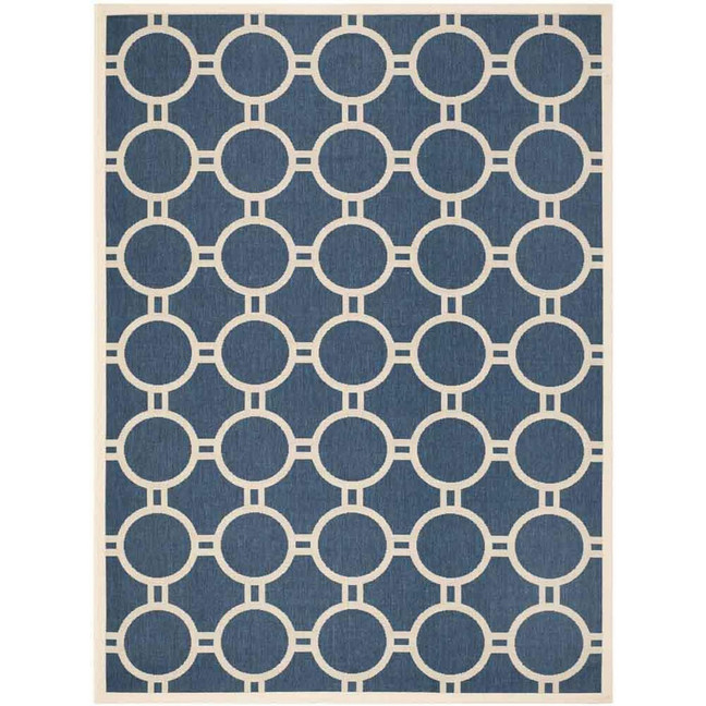 Courtyard Navy and Beige 8' x 11' Sisal Weave Outdoor Area Rug