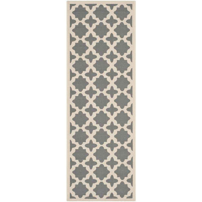 Courtyard Anthracite and Beige 2'3" x 14' Sisal Weave Runner Outdoor Area Rug