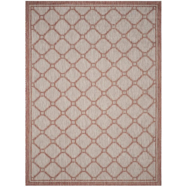 Courtyard Red and Beige 9' x 12' Sisal Weave Outdoor Area Rug