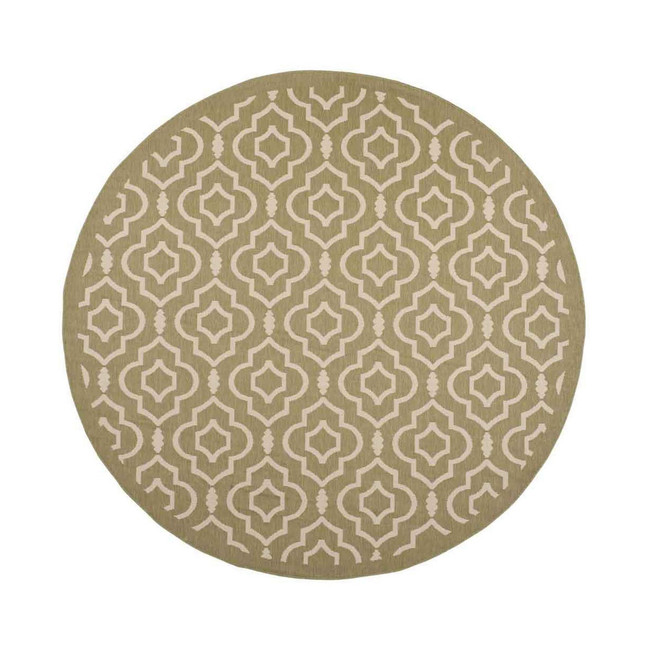 Courtyard Green and Beige 7'10" x 7'10" Sisal Weave Round Outdoor Area Rug