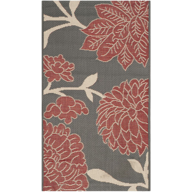 Courtyard Anthracite and Red 2' x 3'7" Sisal Weave Outdoor Area Rug