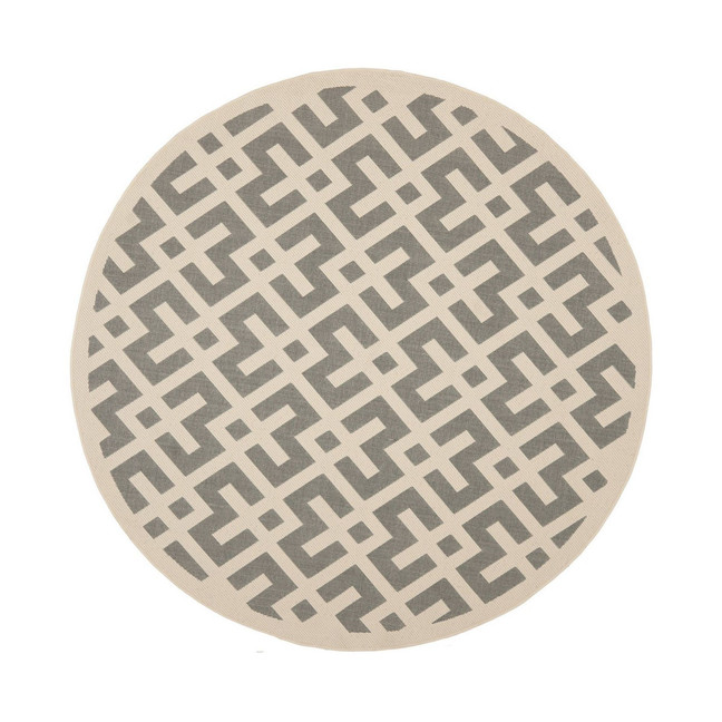 Courtyard Gray and Bone 6'7" x 6'7" Round Outdoor Area Rug