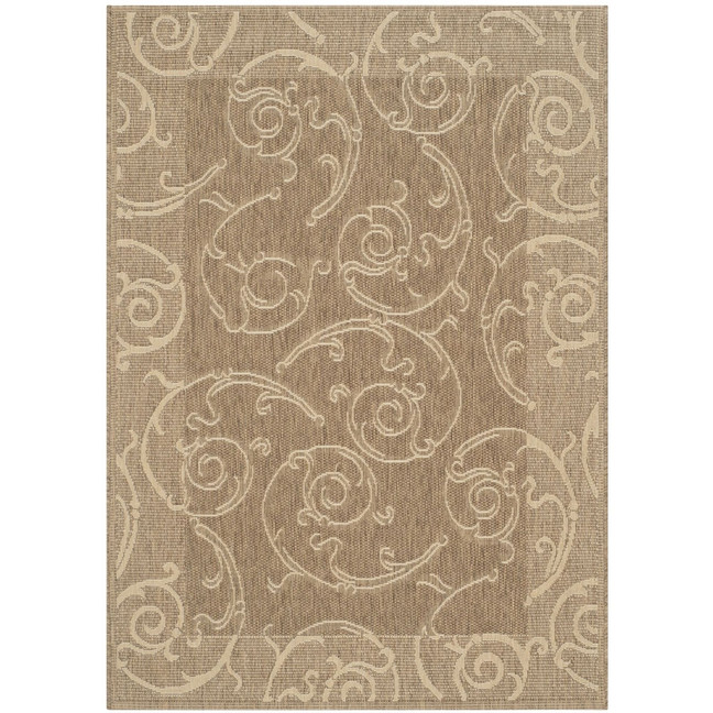 Courtyard Brown and Natural 7'10" x 7'10" Square Outdoor Area Rug