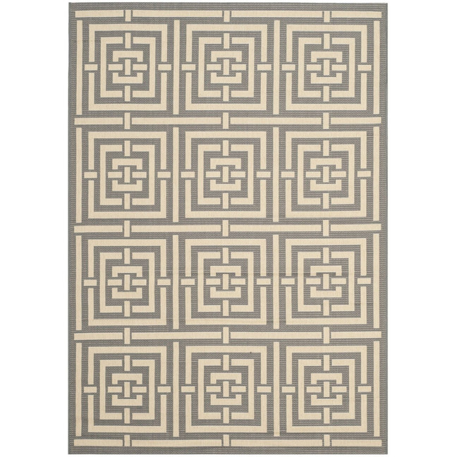 Courtyard Gray and Cream 5'3" x 7'7" Sisal Weave Outdoor Area Rug