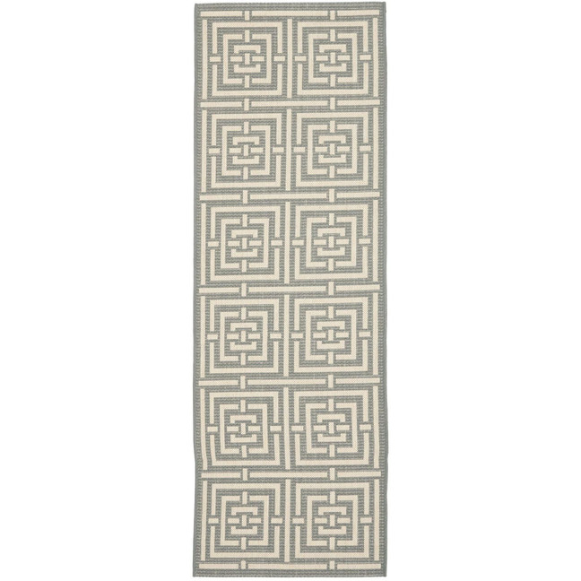 Courtyard Grey and Cream 2'3" x 14' Sisal Weave Runner Outdoor Area Rug