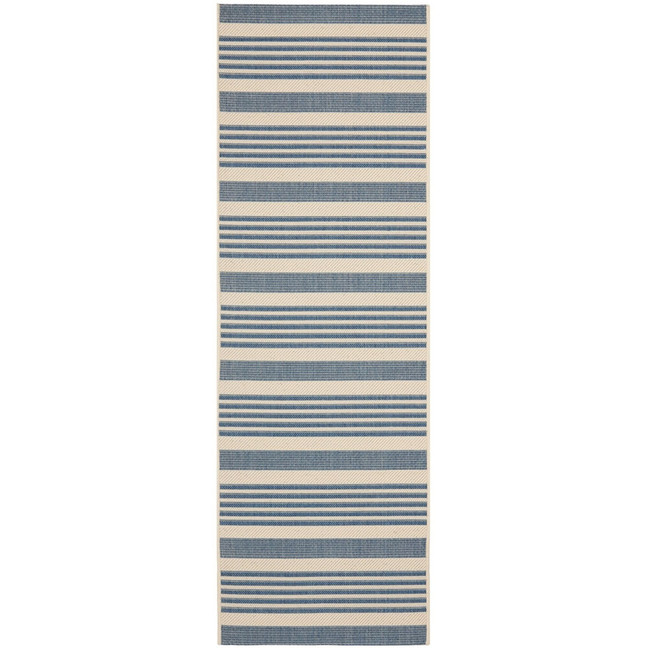 Courtyard Beige and Blue 2'3" x 6'7" Sisal Weave Runner Outdoor Area Rug