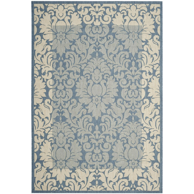 Courtyard Blue and Natural 7'10" x 7'10" Square Outdoor Area Rug
