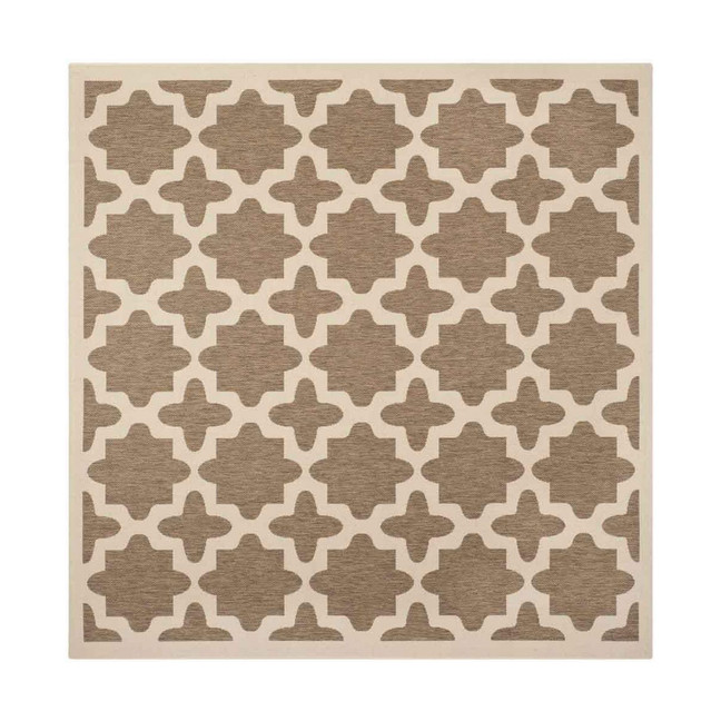 Courtyard Brown and Bone 5'3" x 5'3" Sisal Weave Square Outdoor Area Rug