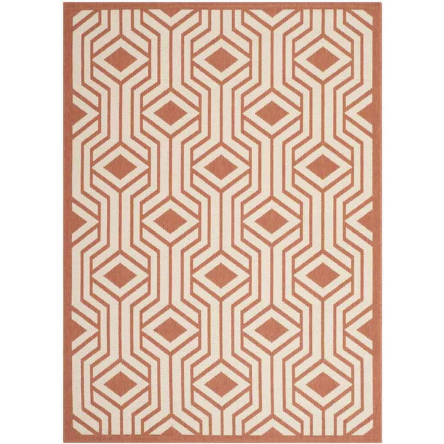 Courtyard Beige and Terracotta 4' x 5'7" Sisal Weave Outdoor Area Rug
