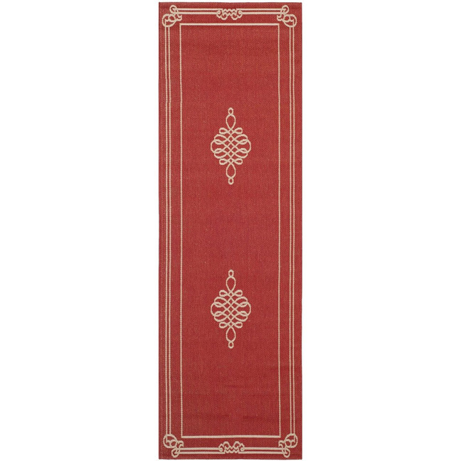 Courtyard Red and Creme 5'3" x 7'7" Outdoor Area Rug