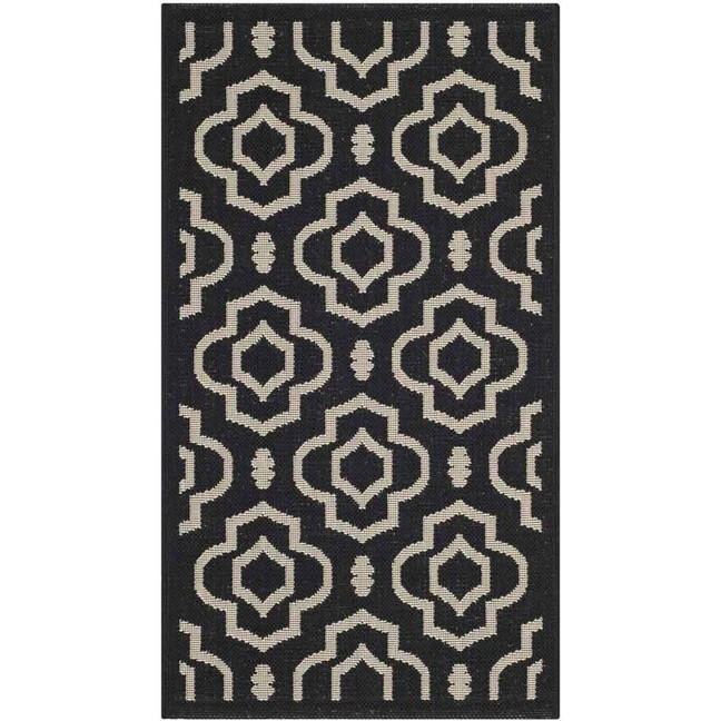 Courtyard Black and Beige 2'7" x 5' Sisal Weave Outdoor Area Rug