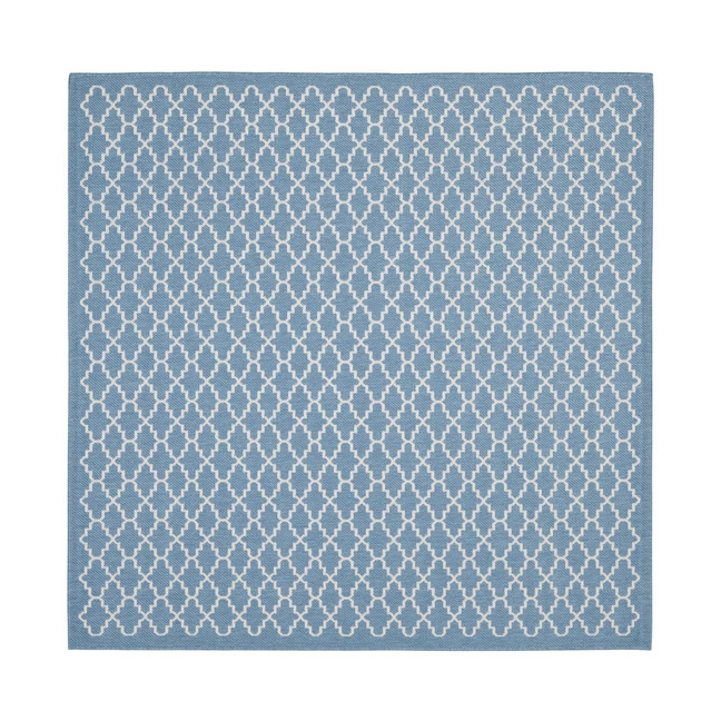 Courtyard Blue and Beige 6'7" x 6'7" Sisal Weave Square Outdoor Area Rug