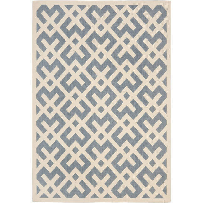 Courtyard Blue and Bone 9' x 12' Outdoor Area Rug