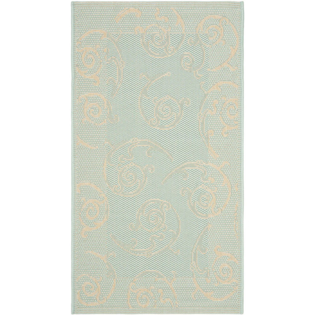 Courtyard Aqua and Cream 2' x 3'7" Outdoor Area Rug
