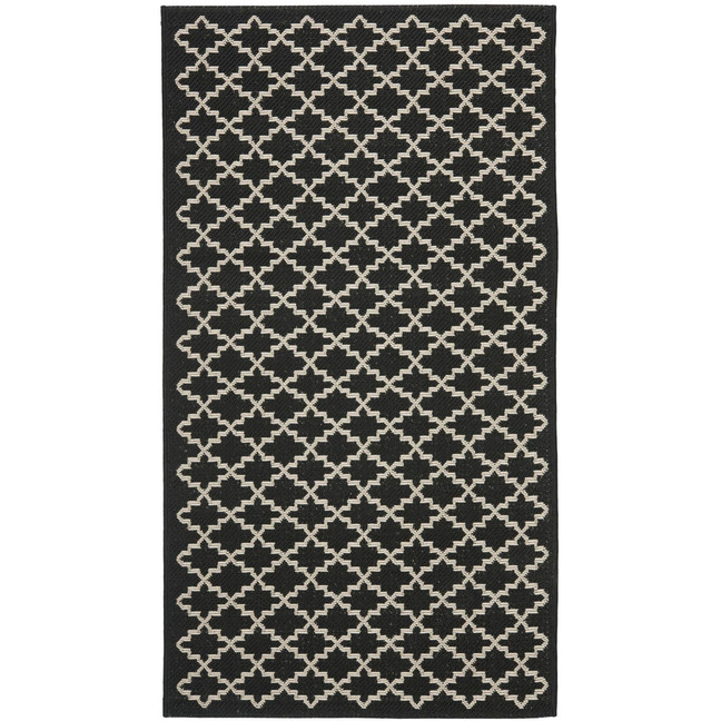 Courtyard Black and Beige 2'7" x 5' Outdoor Area Rug