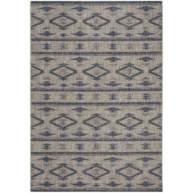 Courtyard Gray and Navy 4' x 5'7" Outdoor Area Rug