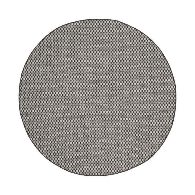 Courtyard Black and Light Gray 5'3" x 5'3" Sisal Weave Round Outdoor Area Rug