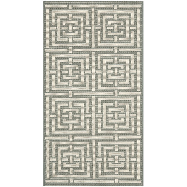 Courtyard Gray and Cream 2'7" x 5' Sisal Weave Outdoor Area Rug