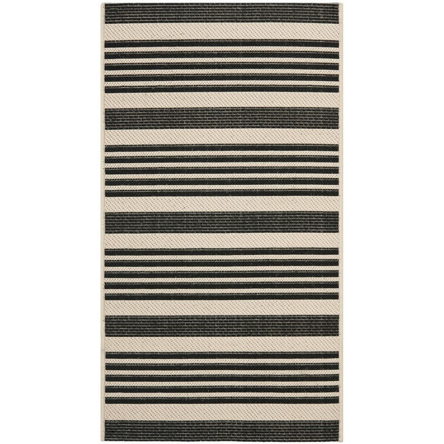 Courtyard Black and Bone 2' x 3'7" Sisal Weave Outdoor Area Rug
