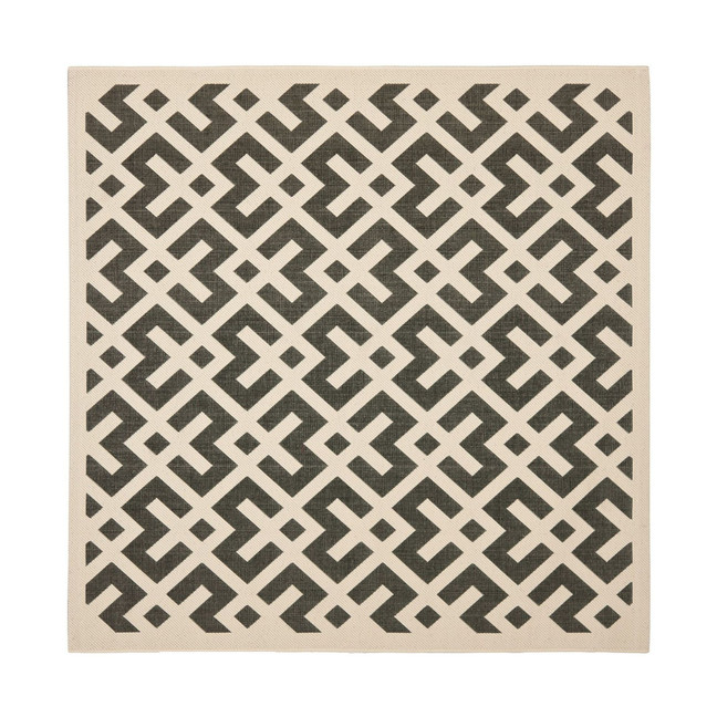 Courtyard Black and Beige 5'3" x 5'3" Sisal Weave Square Outdoor Area Rug