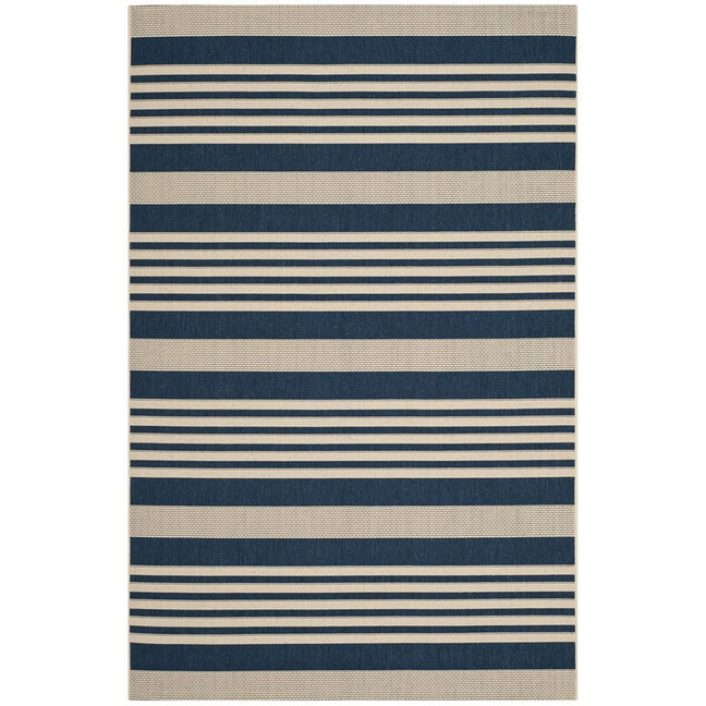 Courtyard Navy and Beige 4' x 5'7" Sisal Weave Outdoor Area Rug