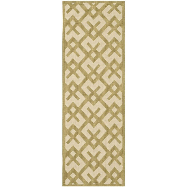 Courtyard Beige and Green 2'3" x 6'7" Sisal Weave Runner Outdoor Area Rug