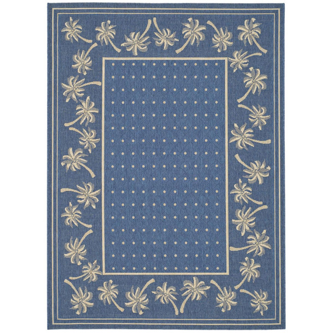 Courtyard Blue and Ivory 4' x 5'7" Outdoor Area Rug