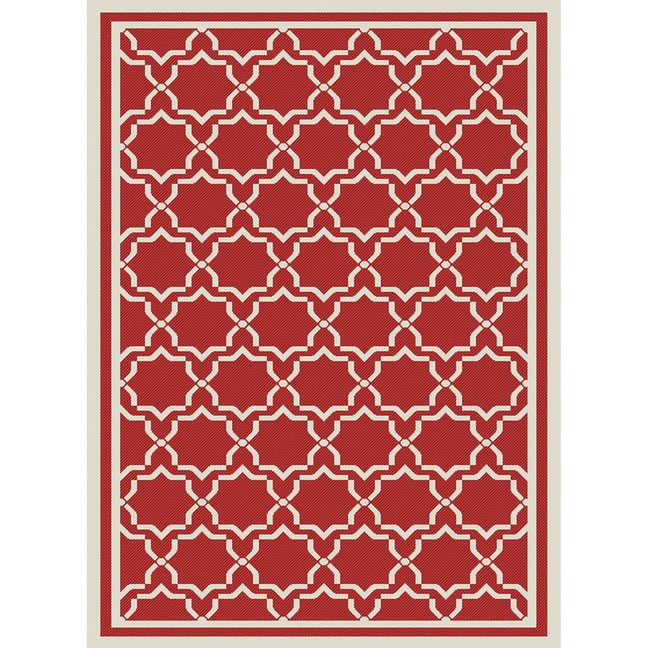 Courtyard Red and Bone 9' x 12' Outdoor Area Rug