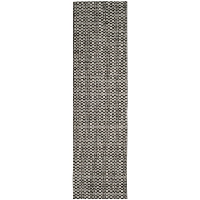 Courtyard Black and Light Grey 2'3" x 6'7" Sisal Weave Runner Outdoor Area Rug