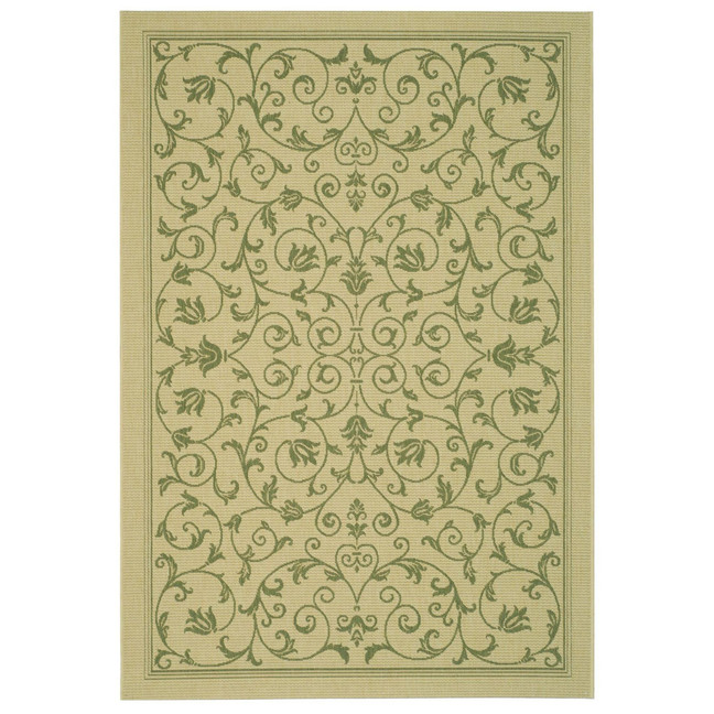 Courtyard Natural and Olive 7'10" x 7'10" Square Outdoor Area Rug