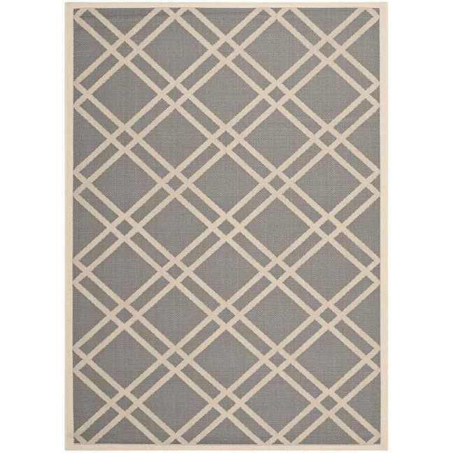 Courtyard Anthracite and Beige 5'3" x 7'7" Sisal Weave Outdoor Area Rug