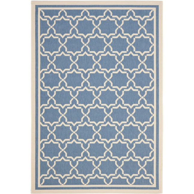 Courtyard Blue and Beige 5'3" x 7'7" Sisal Weave Outdoor Area Rug
