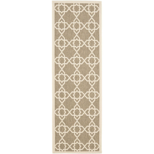 Courtyard Brown and Beige 2'3" x 8' Runner Outdoor Area Rug
