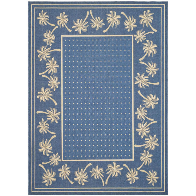 Courtyard Blue and Ivory 8' x 11' Outdoor Area Rug