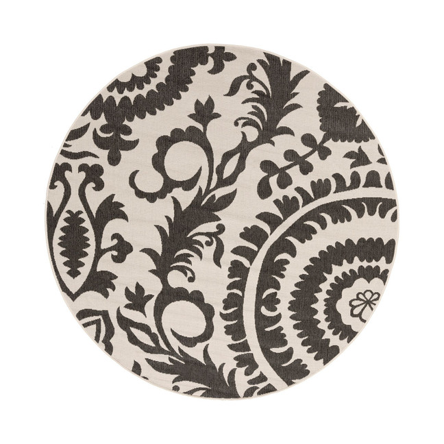 Alfresco ALF-9612 Black 8'9" Round Area Rug, Indoor/Outdoor