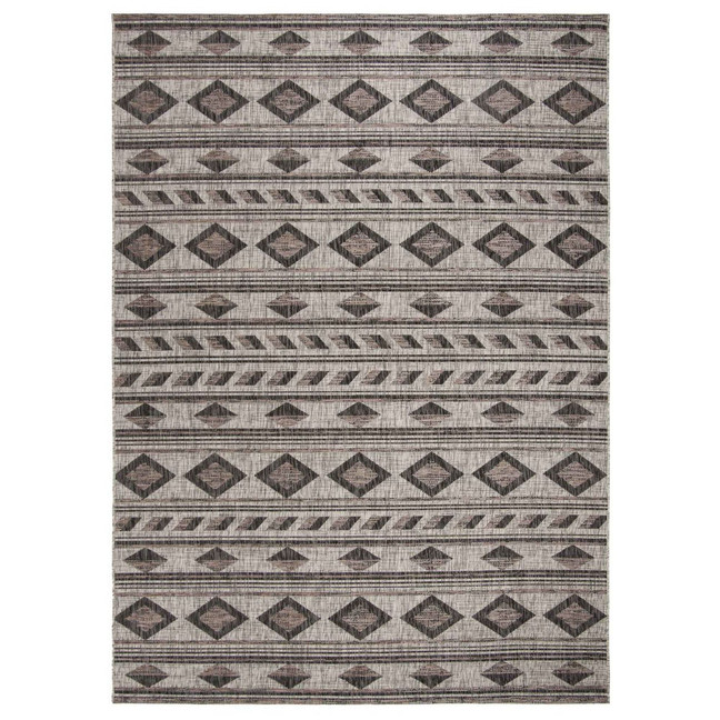 Courtyard Gray and Black 9' x 12' Outdoor Area Rug
