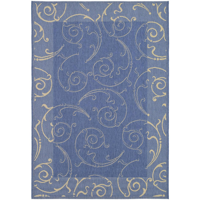 Courtyard Blue and Natural 2'3" x 14' Runner Outdoor Area Rug