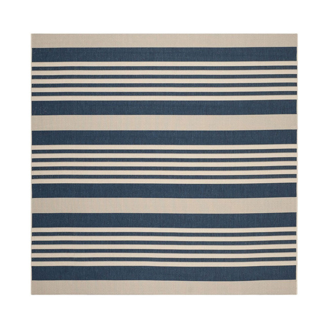 Courtyard Navy and Beige 7'10" x 7'10" Sisal Weave Square Outdoor Area Rug