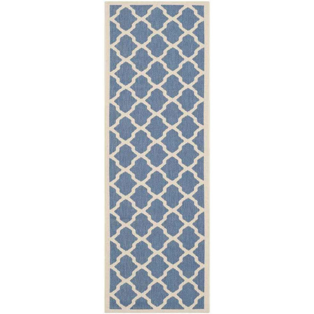 Courtyard Blue and Beige 2'3" x 12' Sisal Weave Runner Outdoor Area Rug