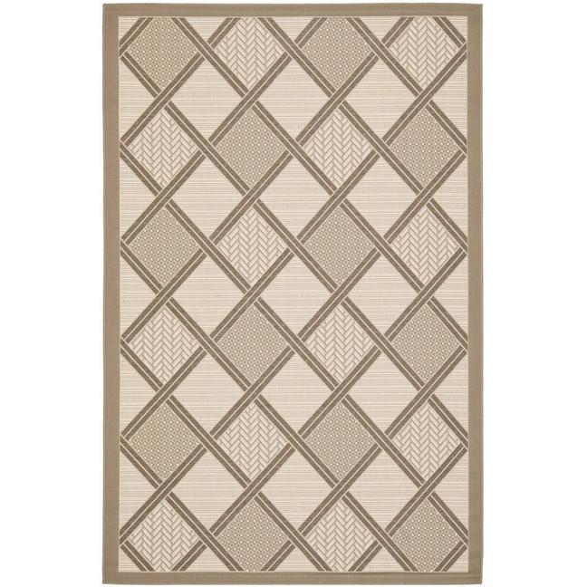 Courtyard Beige and Dark Beige 4' x 5'7" Sisal Weave Outdoor Area Rug