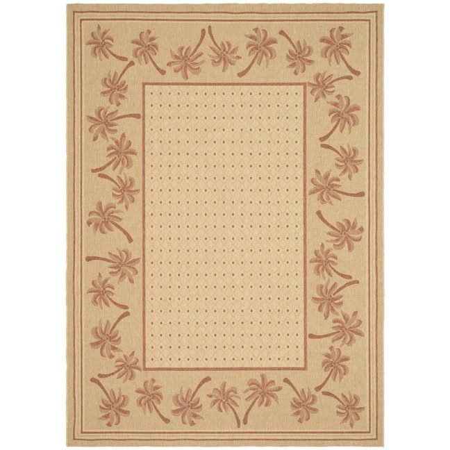 Courtyard Ivory and Rust 8' x 11' Sisal Weave Outdoor Area Rug