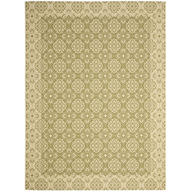 Courtyard Green and Creme 8' x 11' Outdoor Area Rug