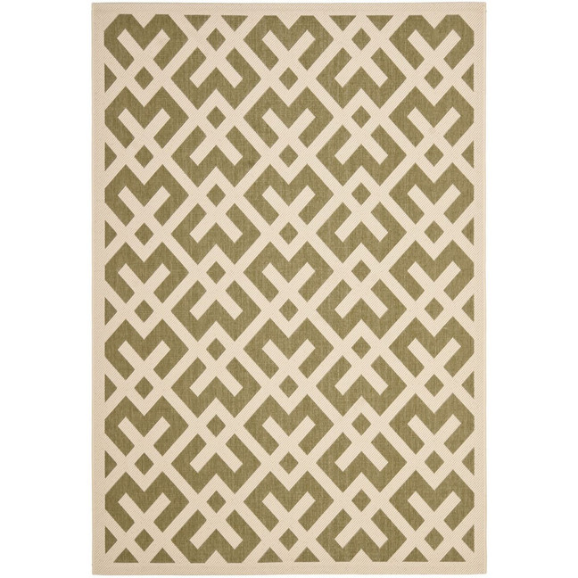 Courtyard Green and Bone 5'3" x 7'7" Outdoor Area Rug