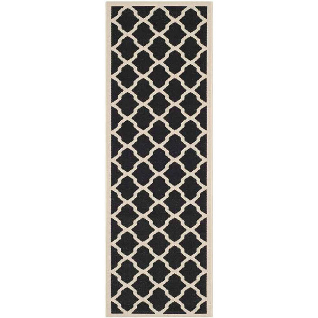 Courtyard Black and Beige 2'3" x 14' Sisal Weave Runner Outdoor Area Rug