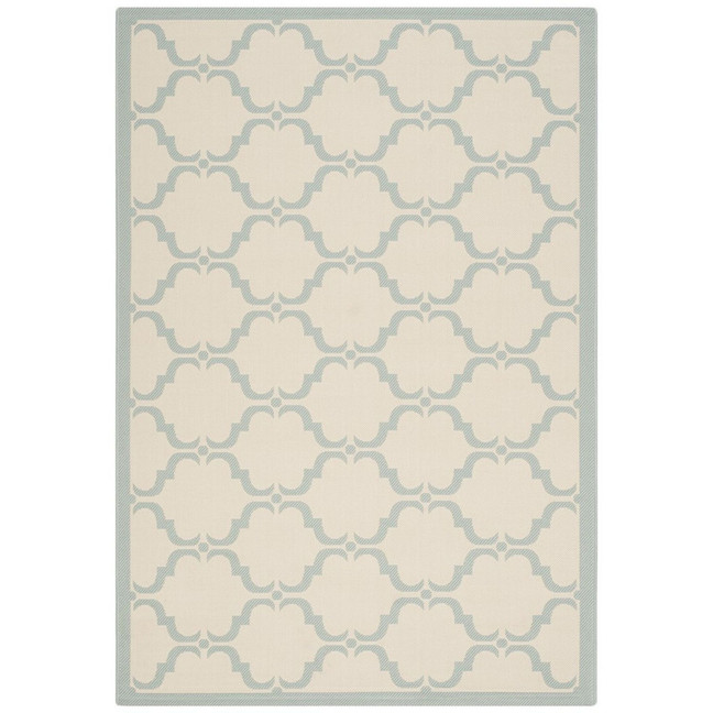 Courtyard Beige and Aqua 4' x 5'7" Sisal Weave Outdoor Area Rug