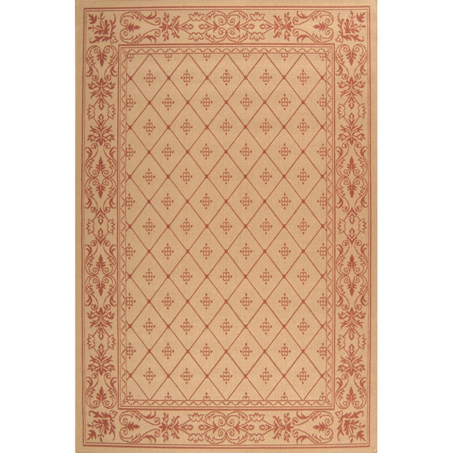 Courtyard Natural and Terra 5'3" x 5'3" Sisal Weave Round Outdoor Area Rug