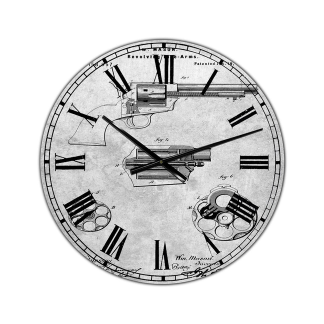 Pp1119-Slate Us Firearms Single Action Army Revolver Patent Poster Large Cottage Wall Clock - 36" x 28" x 1"