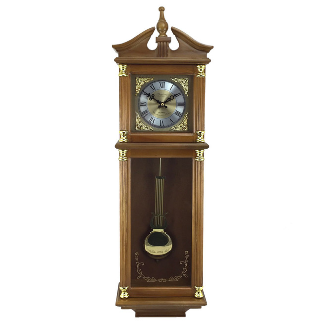 Clock Collection 34.5" Antique Chiming Wall Clock with Roman Numerals