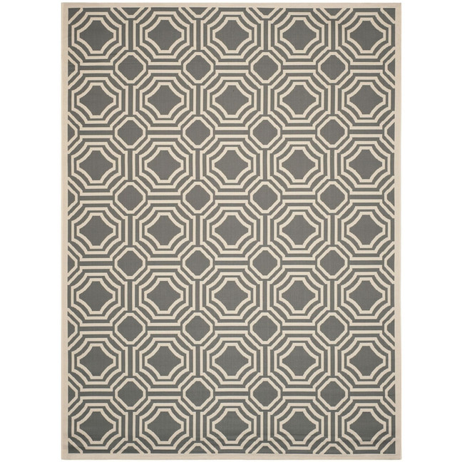 Courtyard Anthracite and Beige 9' x 12' Outdoor Area Rug