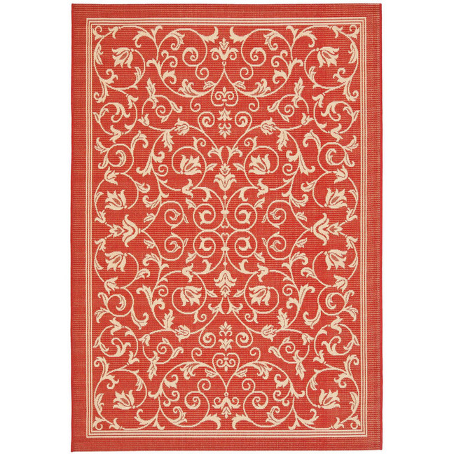 Courtyard Red and Natural 6'7" x 6'7" Square Outdoor Area Rug